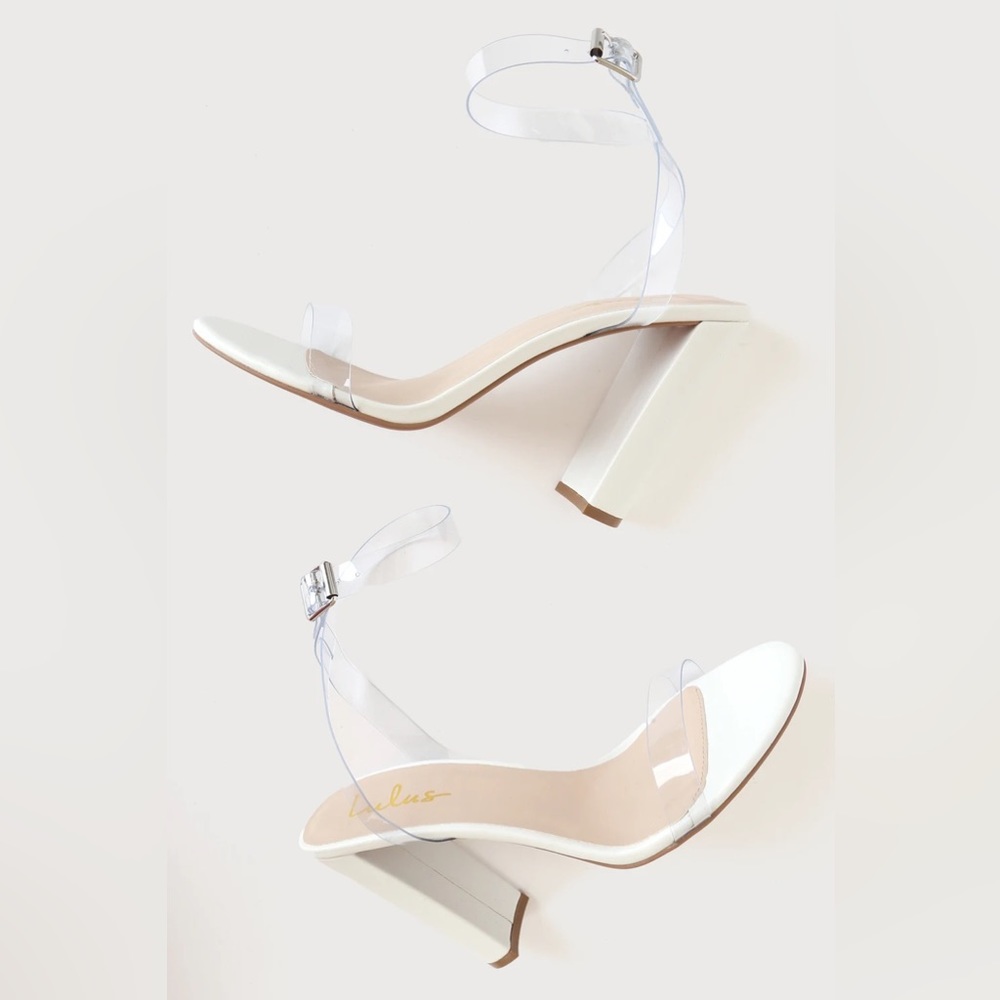 Lulus White PVC Ankle Strap Heels - Picture 4 of 8